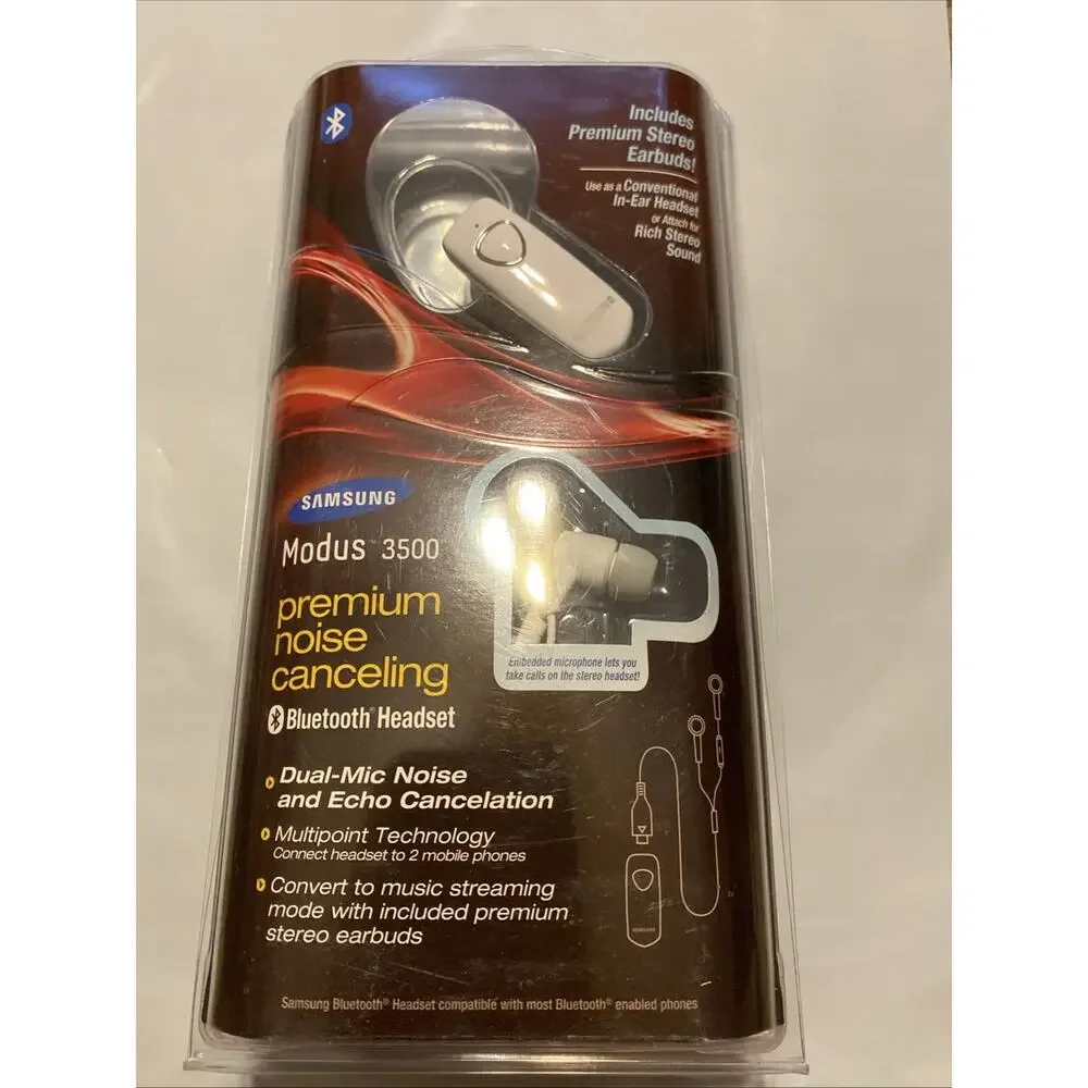 New Samsung Modus 3500 Bluetooth Earpiece White TESTED
